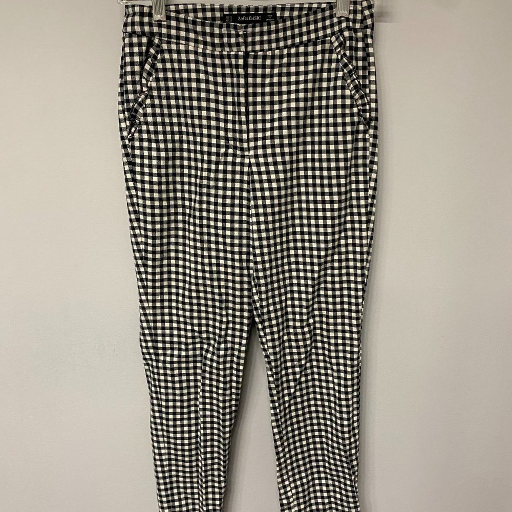 Zara Basic B&W Plaid Dress Pants